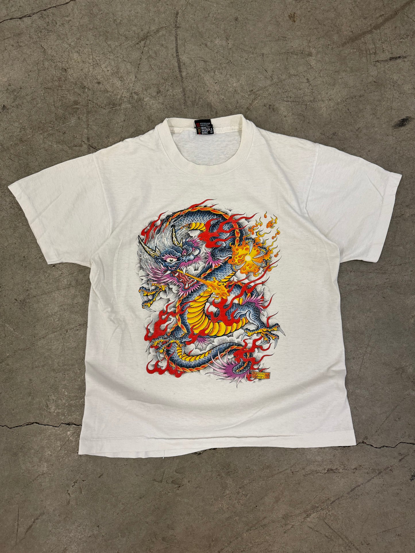 1988 Buddha Design Dragon Tattoo Tee (L)