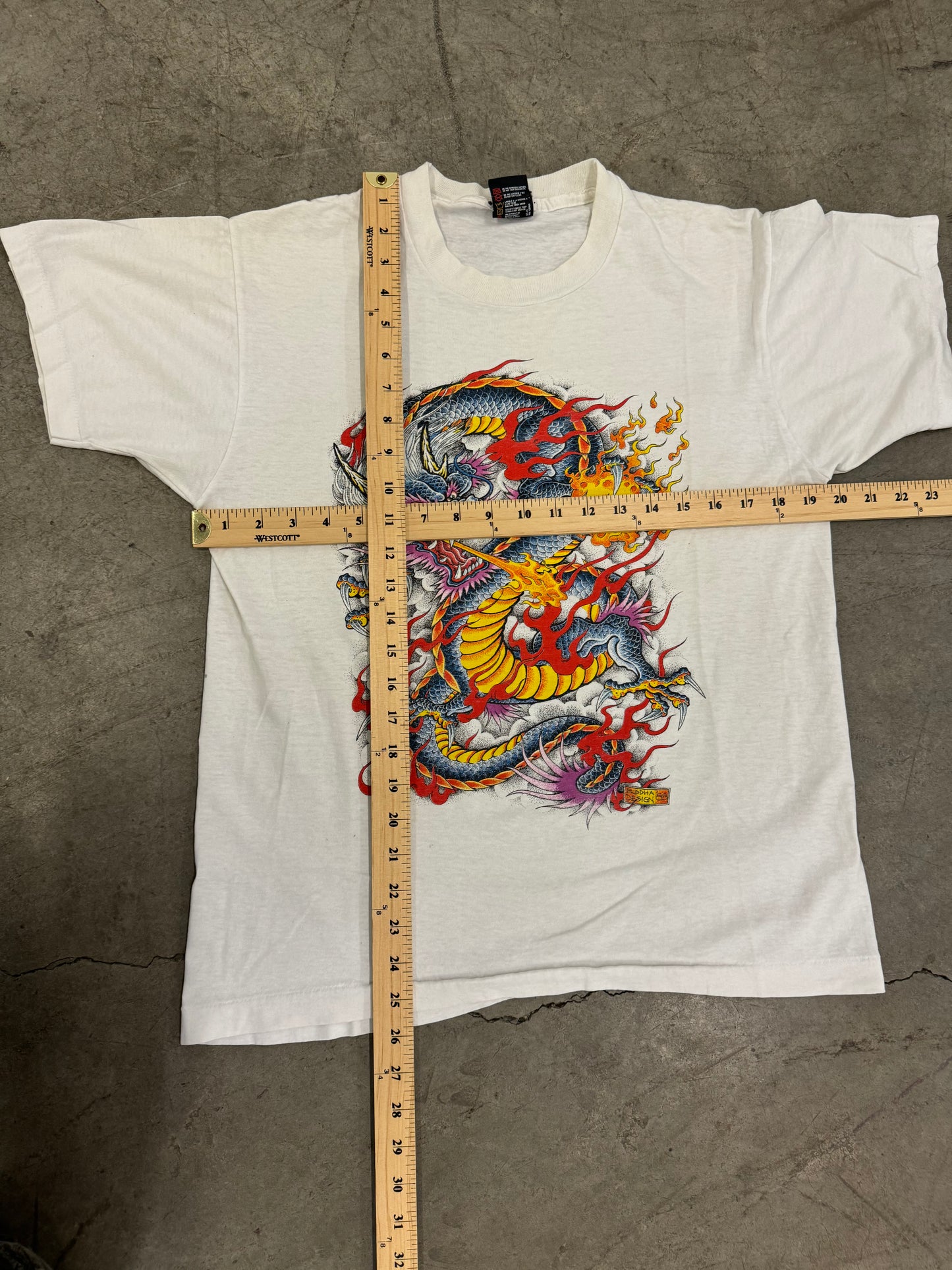 1988 Buddha Design Dragon Tattoo Tee (L)