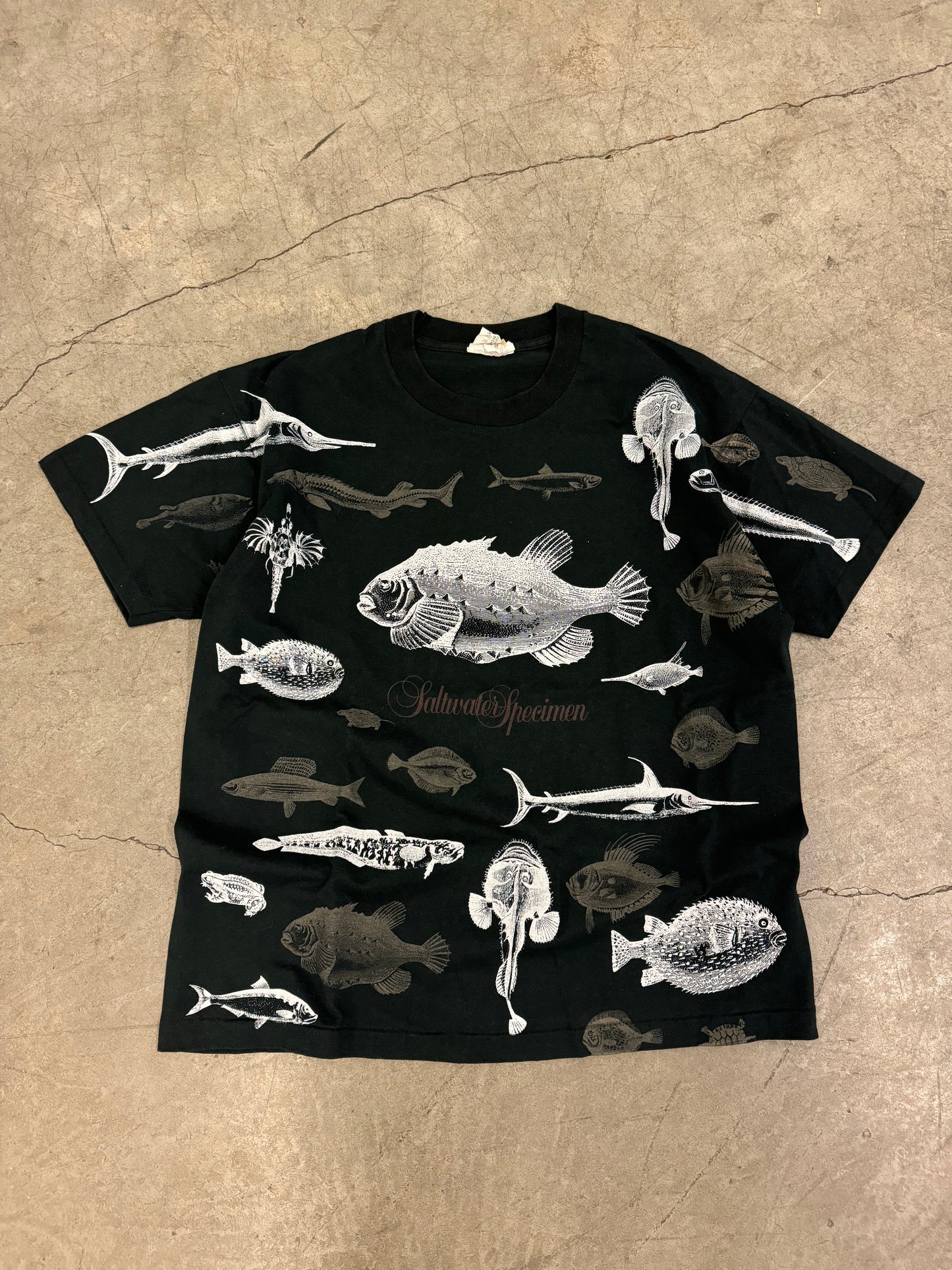 Vintage Saltwater Specimen/ Fish All Over Print Shirt (XL)